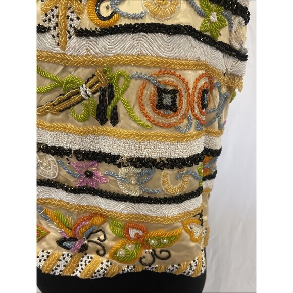 Vintage JO-RO IMPORTS Blouse Heavy Iridescent Beads 50s 60s Butterfly floral 12 - Picture 14 of 16